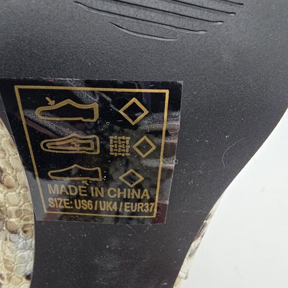 Snakeskin Print Pointed Toe Ankle Boots  Beige & Brown Faux Leather 4" Heels - Picture 8 of 9